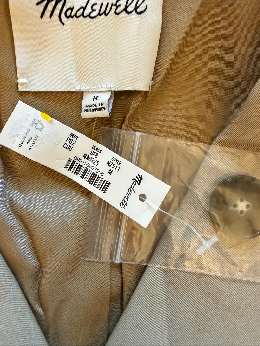 Madewell Cropped Trench Coat Beige / Coastal Dune Size Medium NWT NZ511 - Picture 12 of 14
